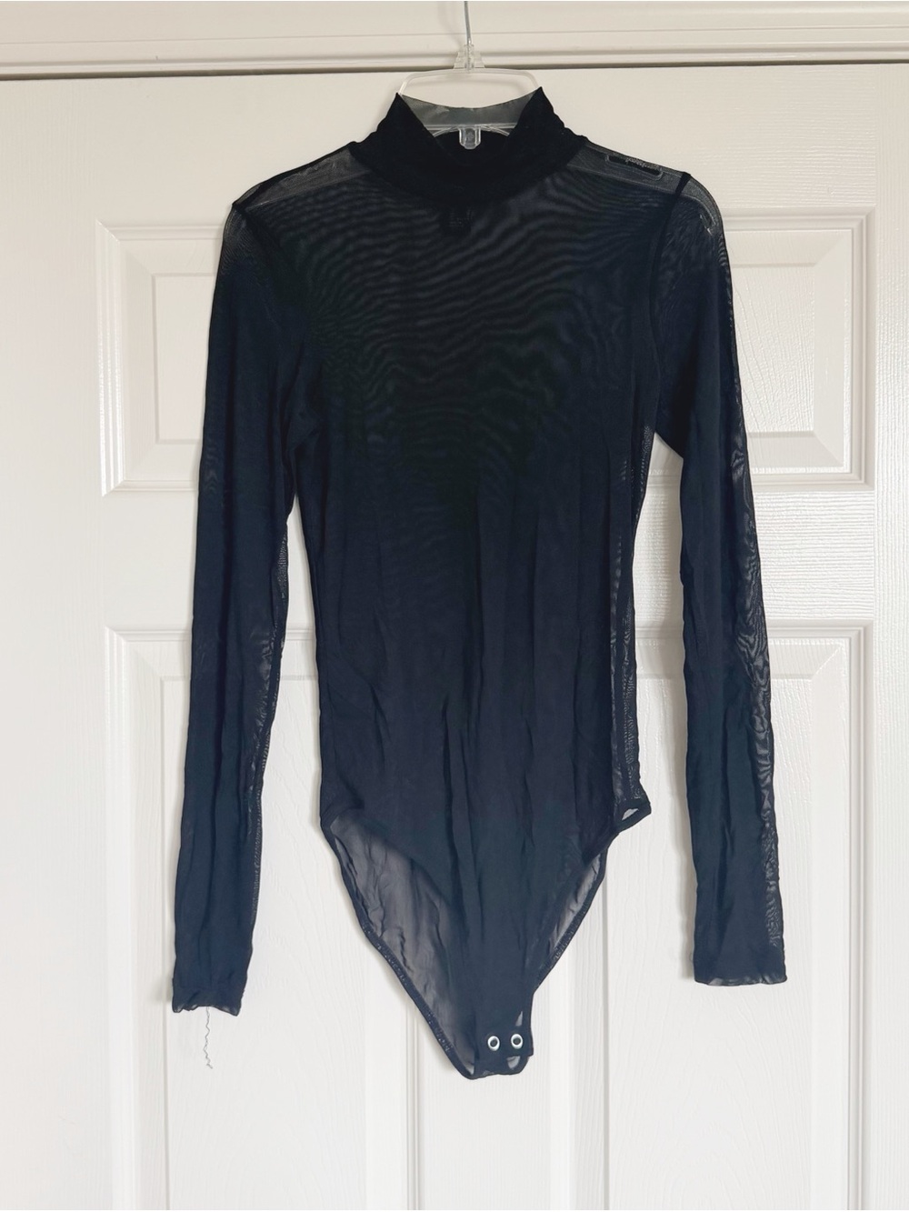 Forever 21 Sheer Mesh Mock Neck Long Sleeve Bodysuit
